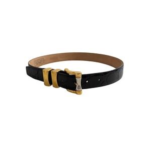 WCM New York Womens Black Crocodile Embossed Italian Calfskin Leather Belt M